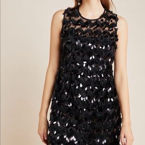 Anthropologie Blue Tassel Priscilla Textured Dress